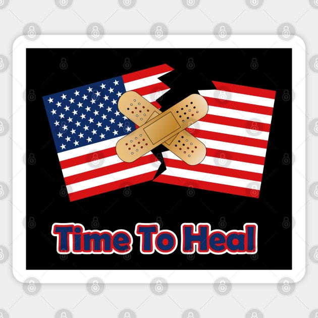 Time To Heal American Flag Bipartisan Sticker by Mindseye222
